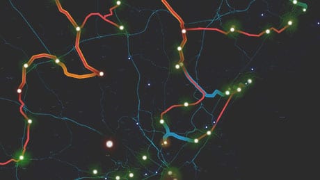 A map of electric substations transmission lines in Boston created with GIS software