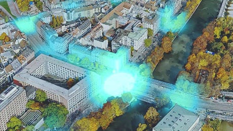 Heat map of car accident locations in Munich, Germany created with GIS software 