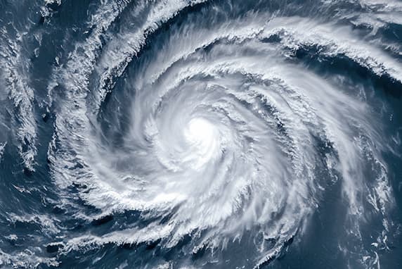 Aerial view of a hurricane