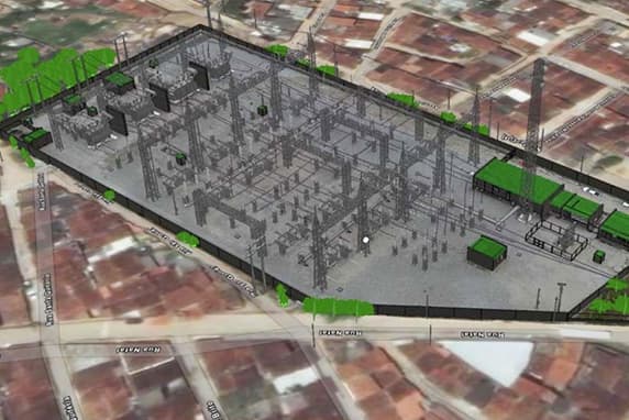 Rendering of a substation