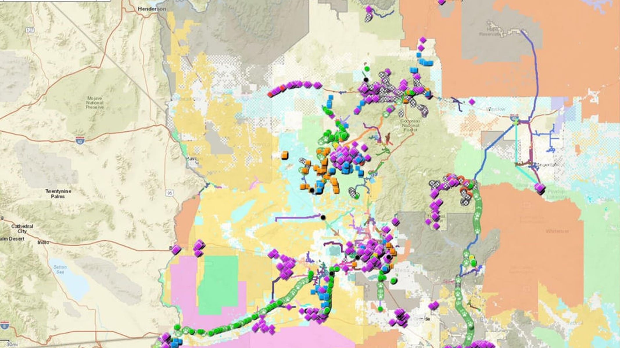 Map of electric utility data in Arizona