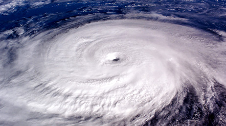 Aerial view of a hurricane