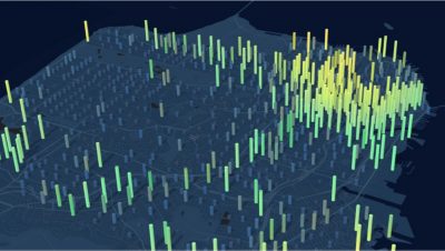 Map with 3D vertical bars