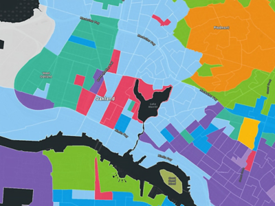 A colorful school district map of San Francisco