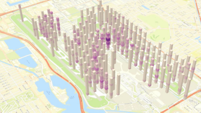 3D cube analysis of the density of debris that grow or decrease related to certain events provides location intelligence